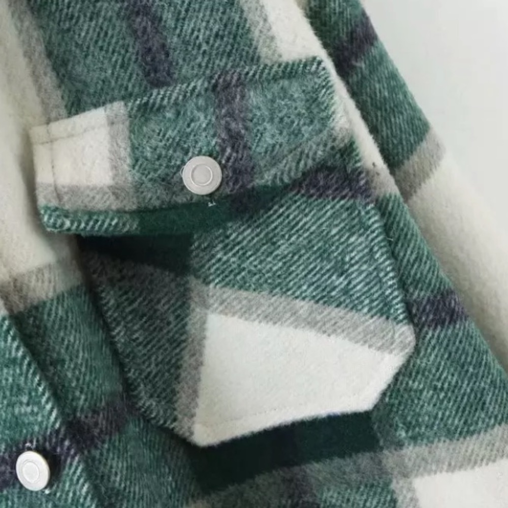 SOLD OUT Green Plaid Oversized Flannel Shacket Shirt Jacket - Picture 7 of 12